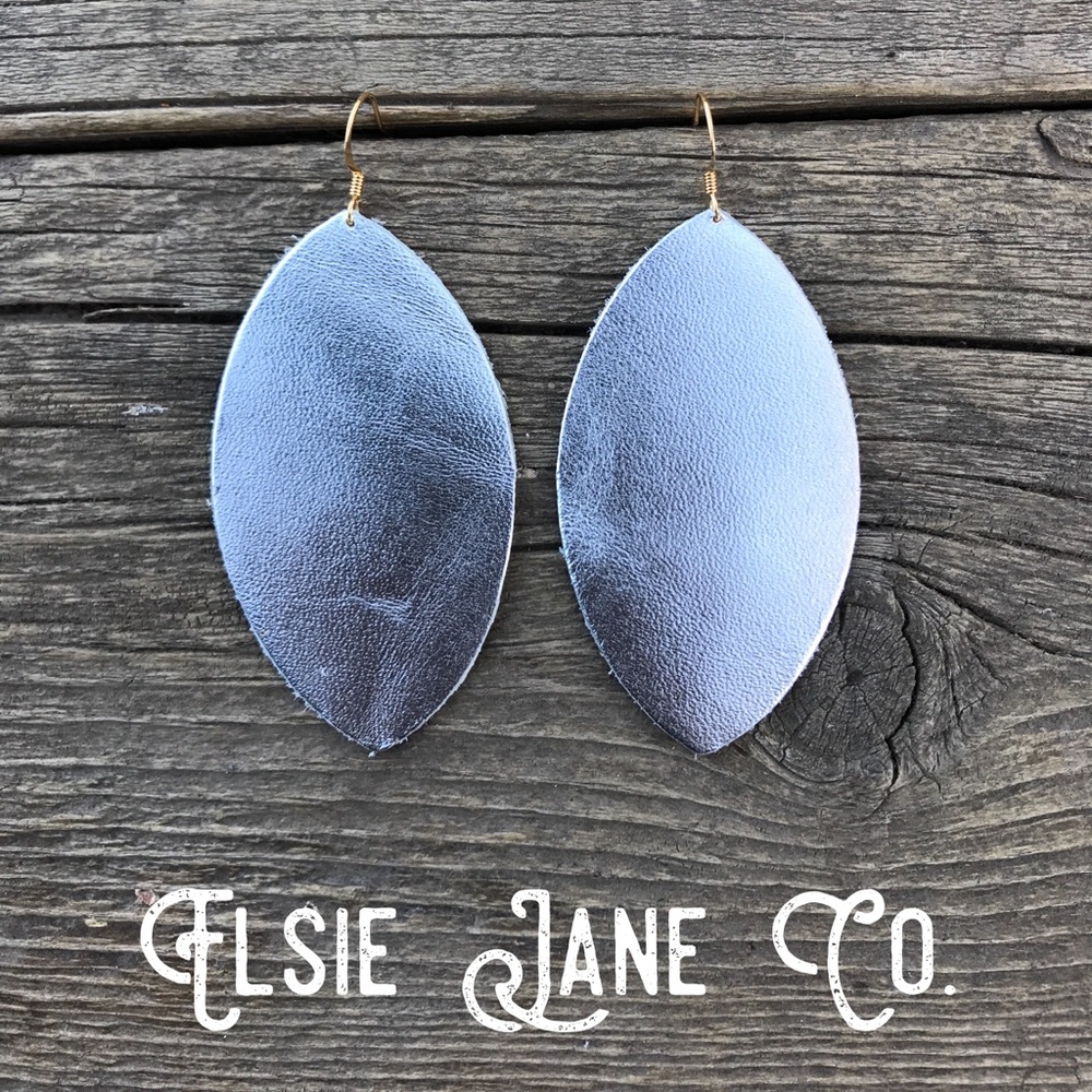 Silver Leather Earrings
